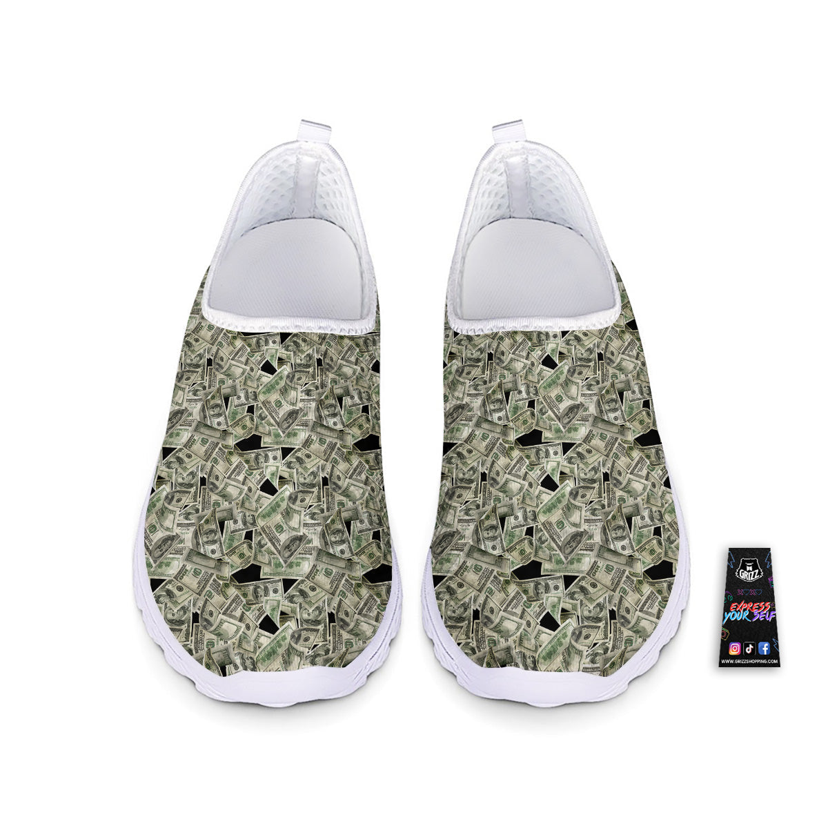 American Money US Dollars Print Pattern Nurse Shoes-grizzshop