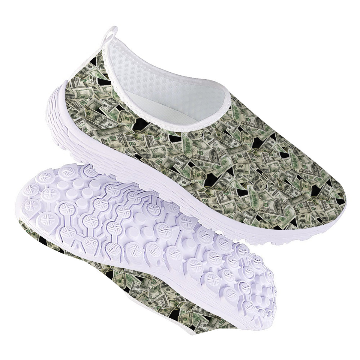 American Money US Dollars Print Pattern Nurse Shoes-grizzshop