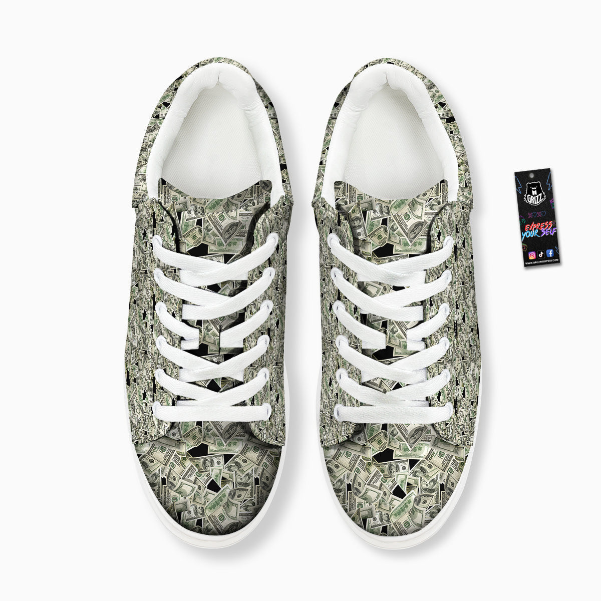 American Money US Dollars Print Pattern Platform Shoes-grizzshop