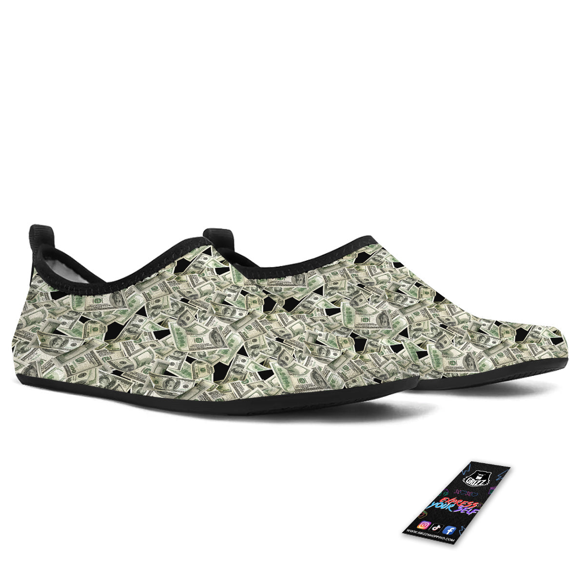 American Money US Dollars Print Pattern Water Shoes-grizzshop