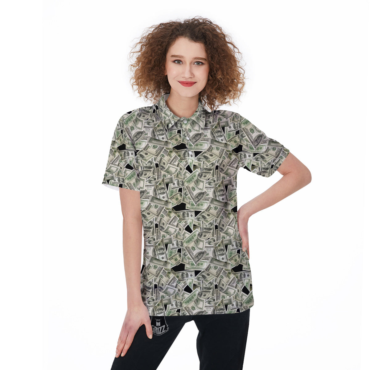 American Money US Dollars Print Pattern Women's Golf Shirts-grizzshop