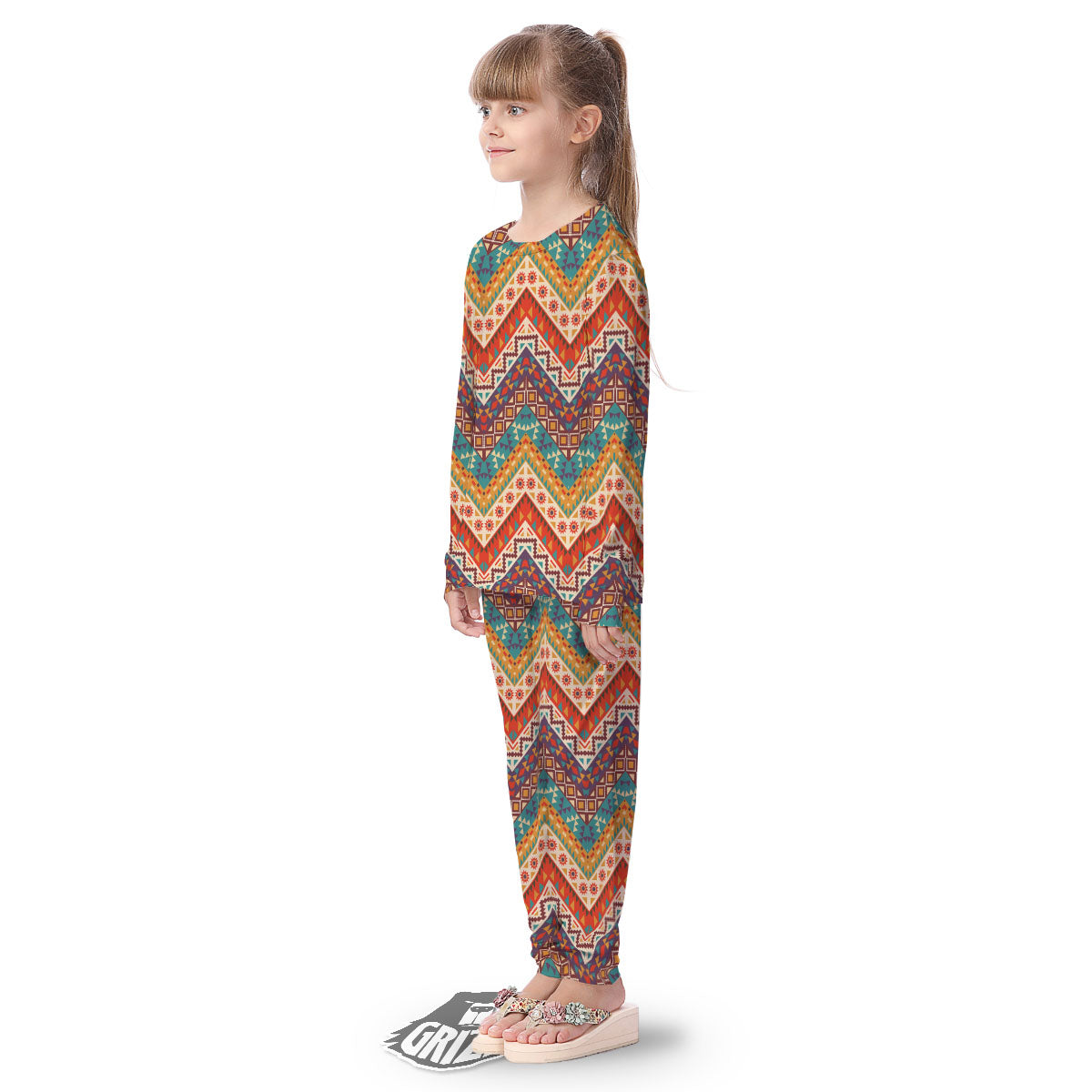 American Native Tribal Chevron Print Kid's Pajamas-grizzshop