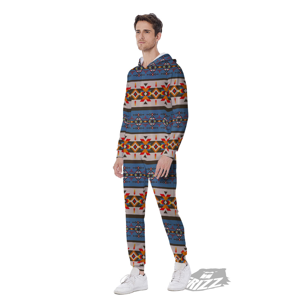 American Native Tribal Navajo Print Men's Jumpsuit-grizzshop