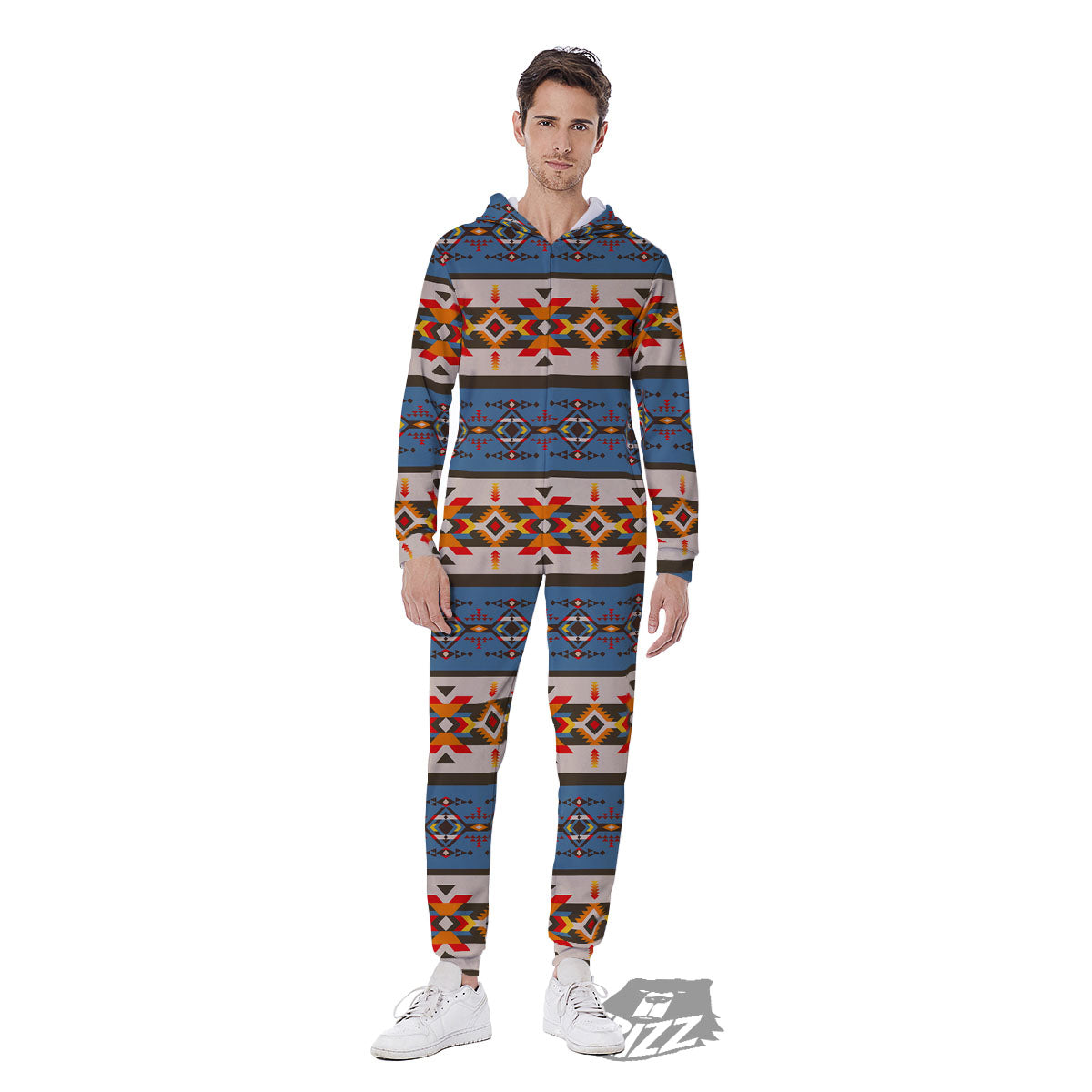 American Native Tribal Navajo Print Men's Jumpsuit-grizzshop