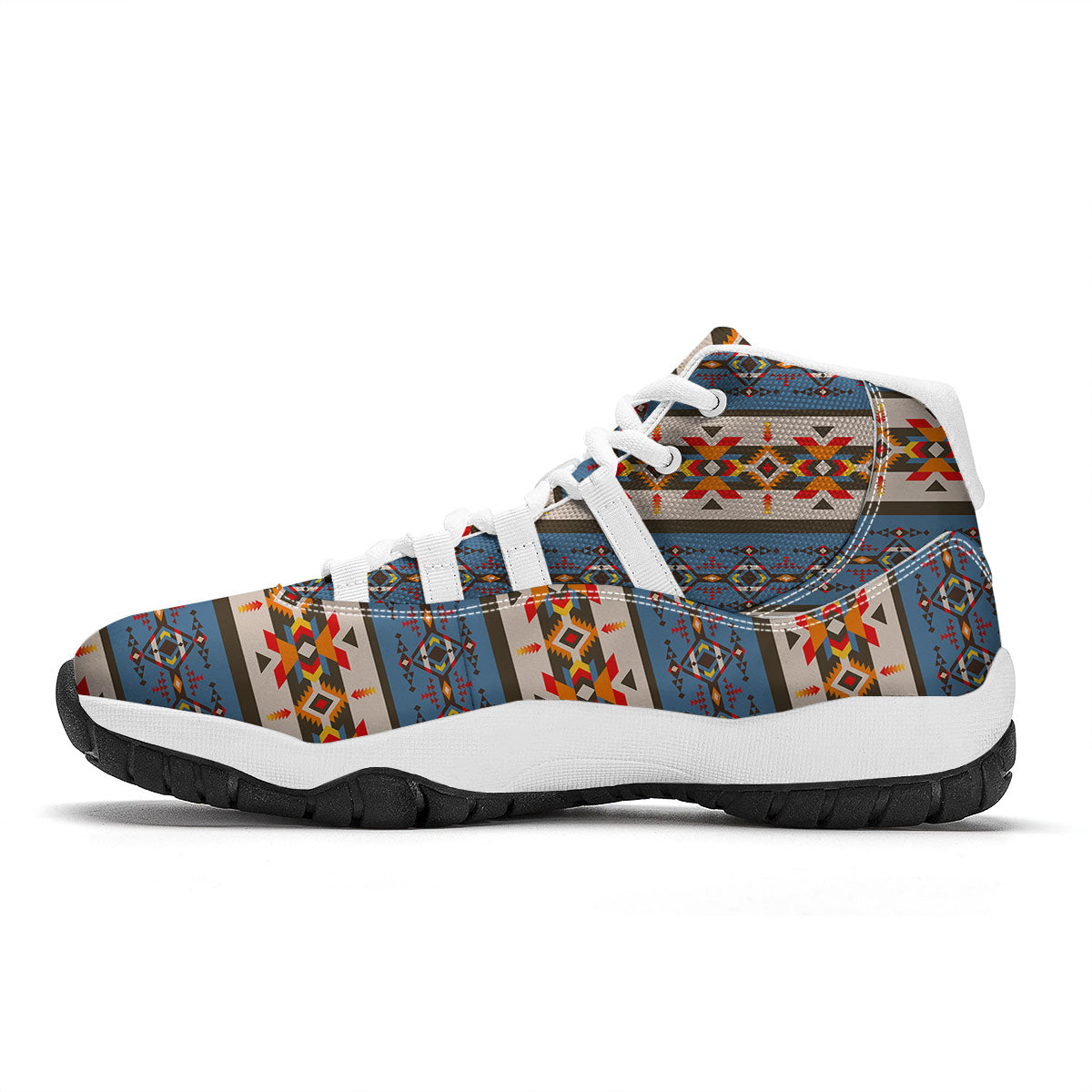 American Native Tribal Navajo Print White Bball Shoes-grizzshop