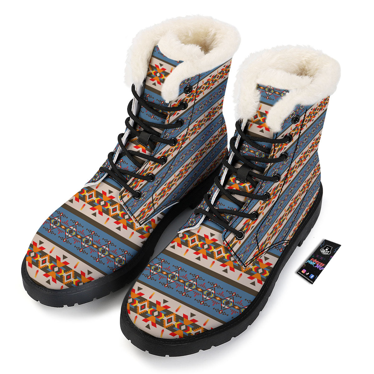 American Native Tribal Navajo Print Winter Boots-grizzshop