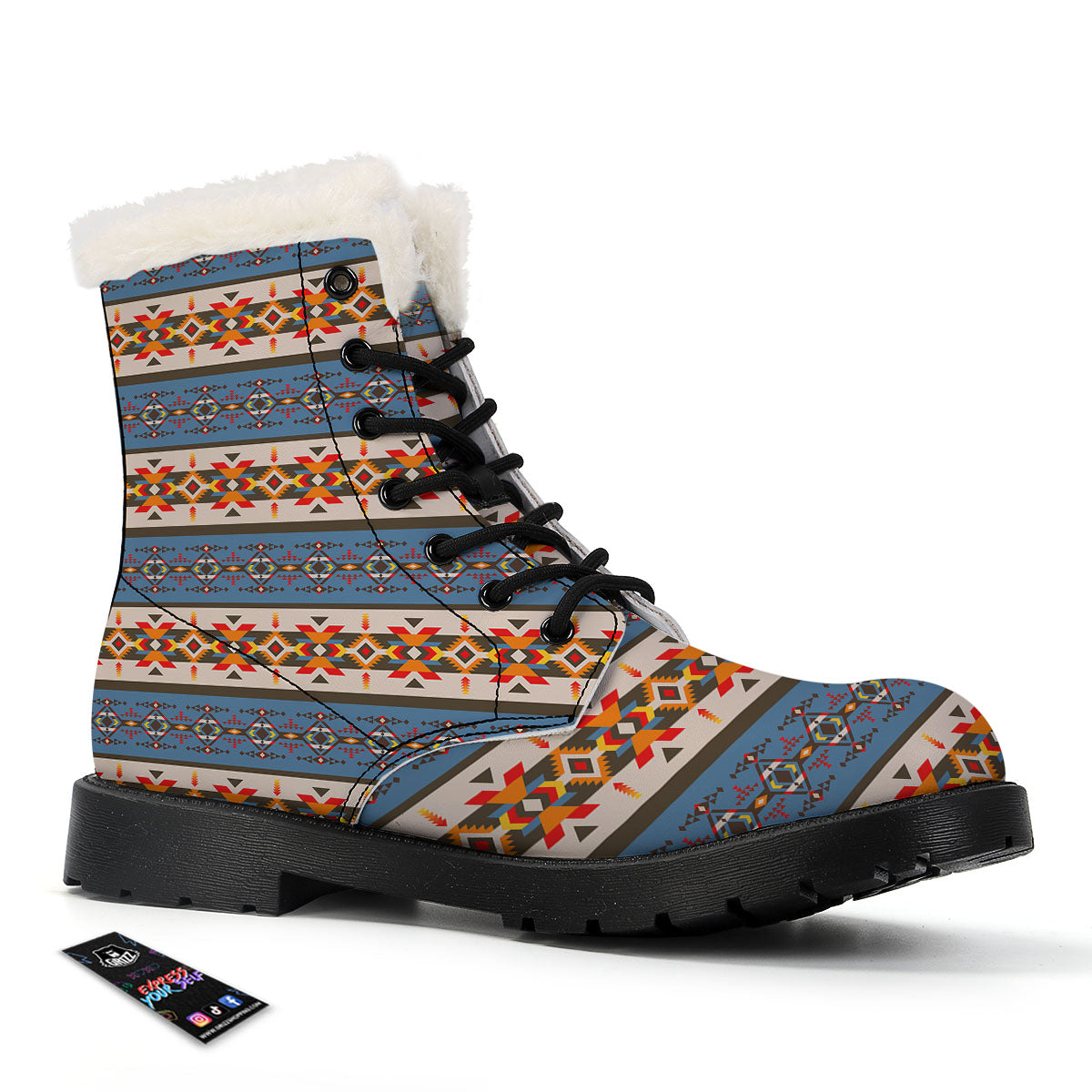 American Native Tribal Navajo Print Winter Boots-grizzshop