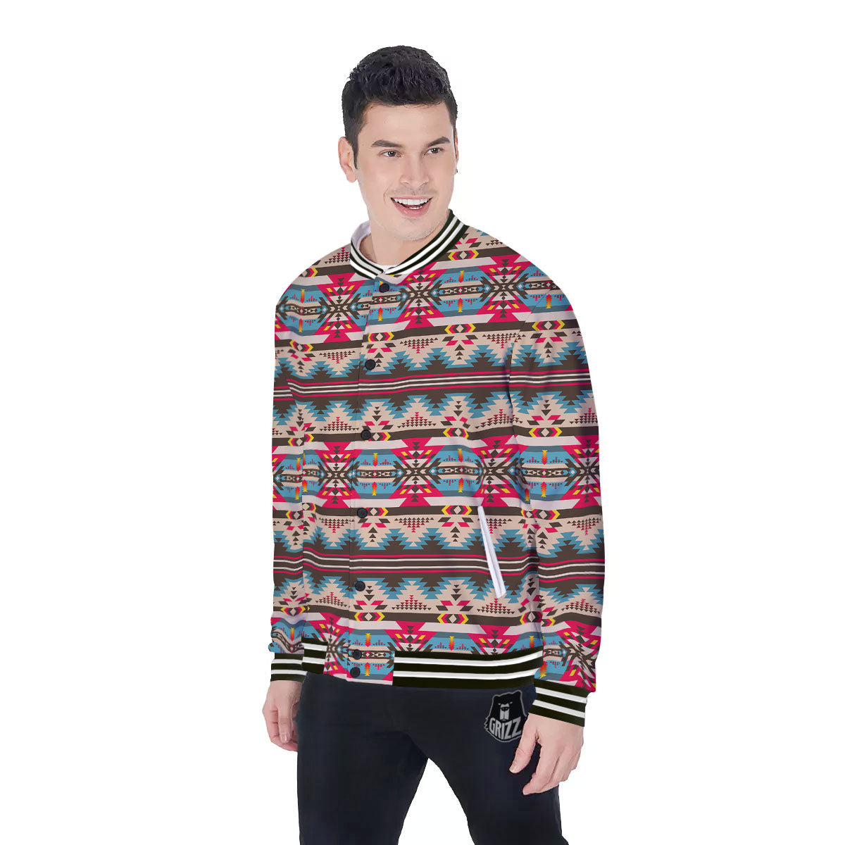 American Native Tribal Print Pattern Baseball Jacket-grizzshop