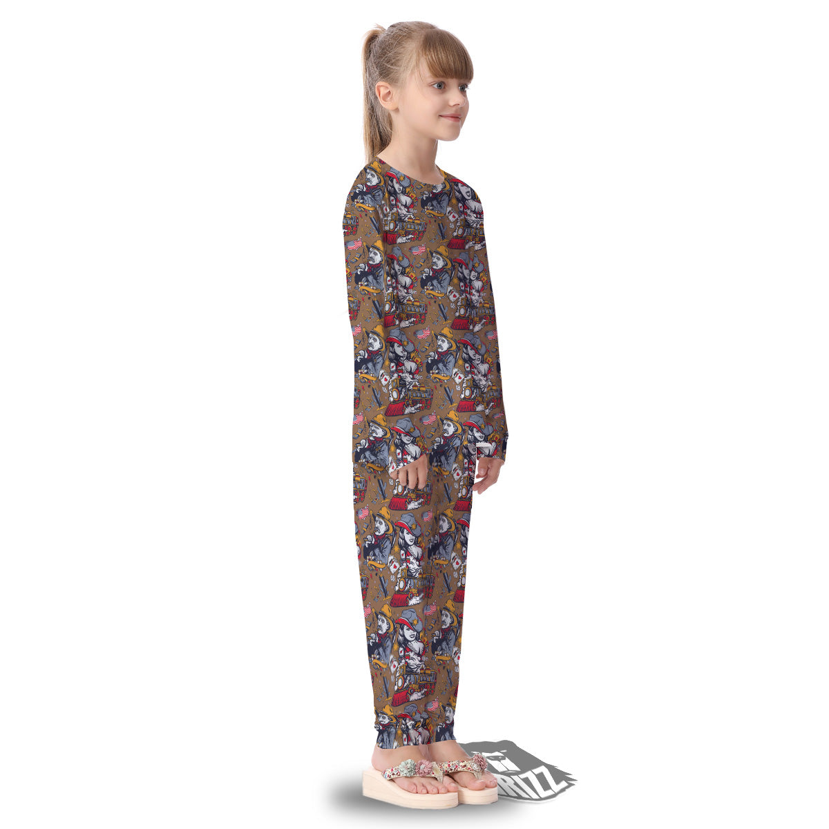 American Old West History Print Pattern Kid's Pajamas-grizzshop