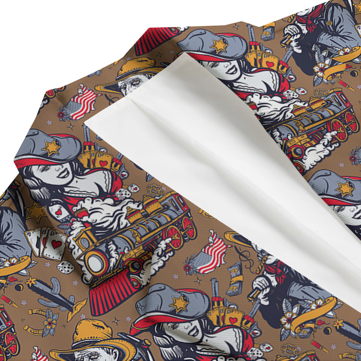 American Old West History Print Pattern Men's Blazer-grizzshop