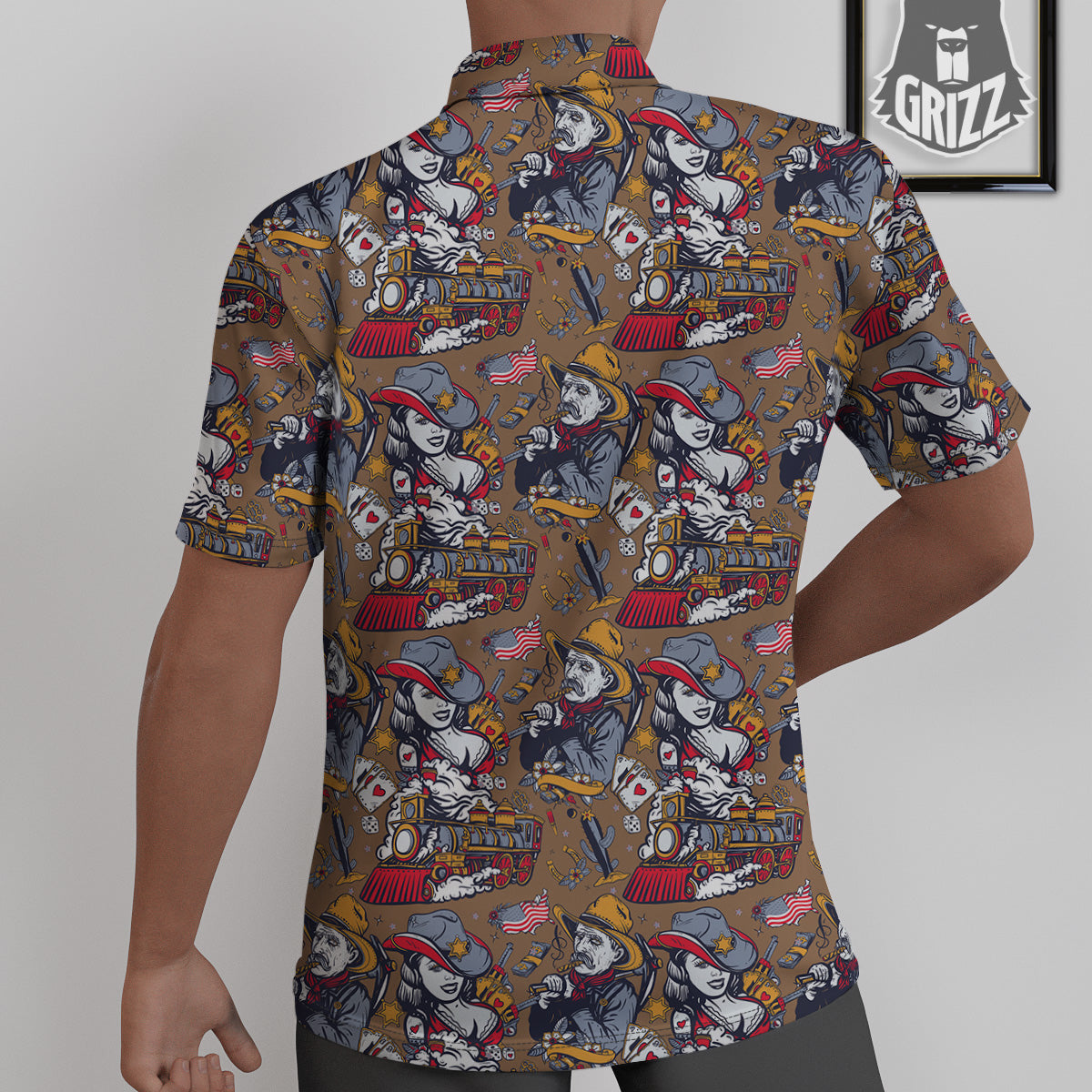 American Old West History Print Pattern Untucked Shirts-grizzshop