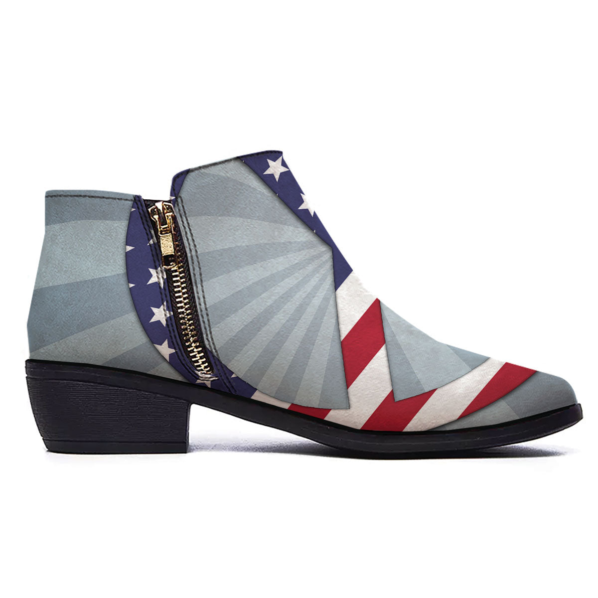 American Peace Flag Print Ankle Boots-grizzshop
