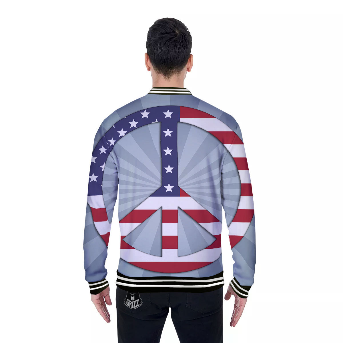 American Peace Flag Print Baseball Jacket-grizzshop