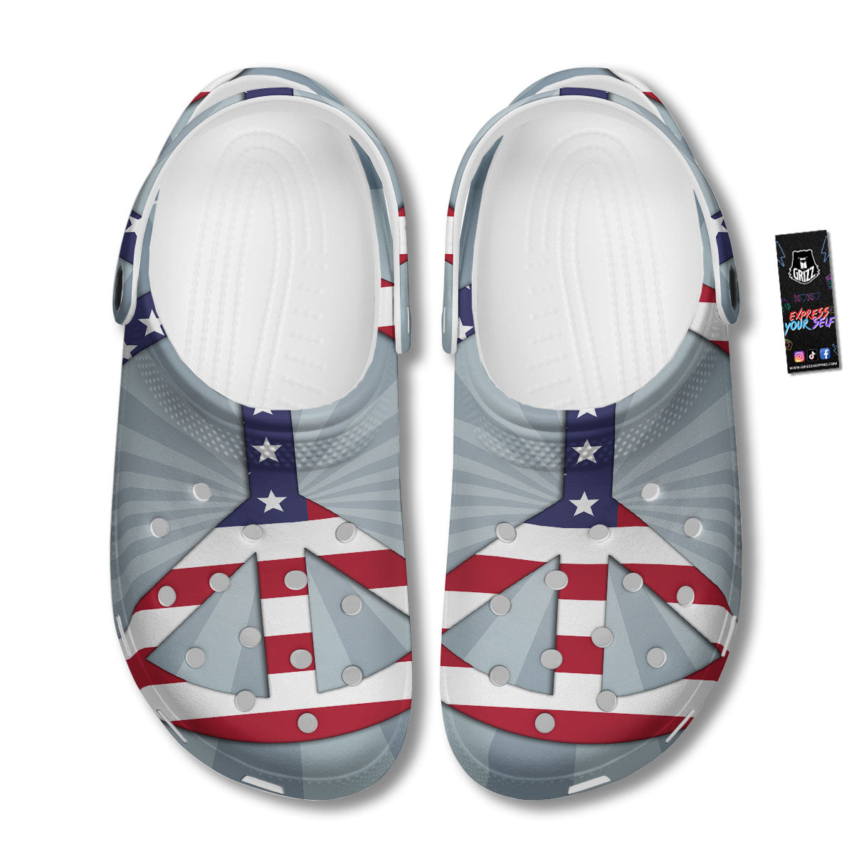 American Peace Flag Print Clog-grizzshop