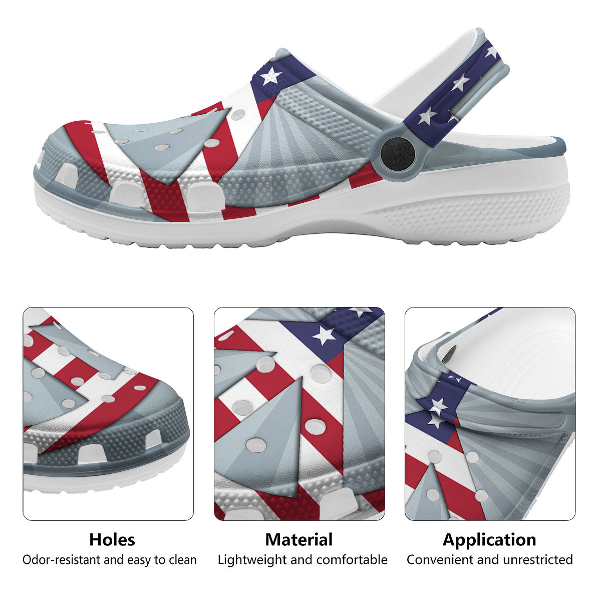 American Peace Flag Print Clog-grizzshop
