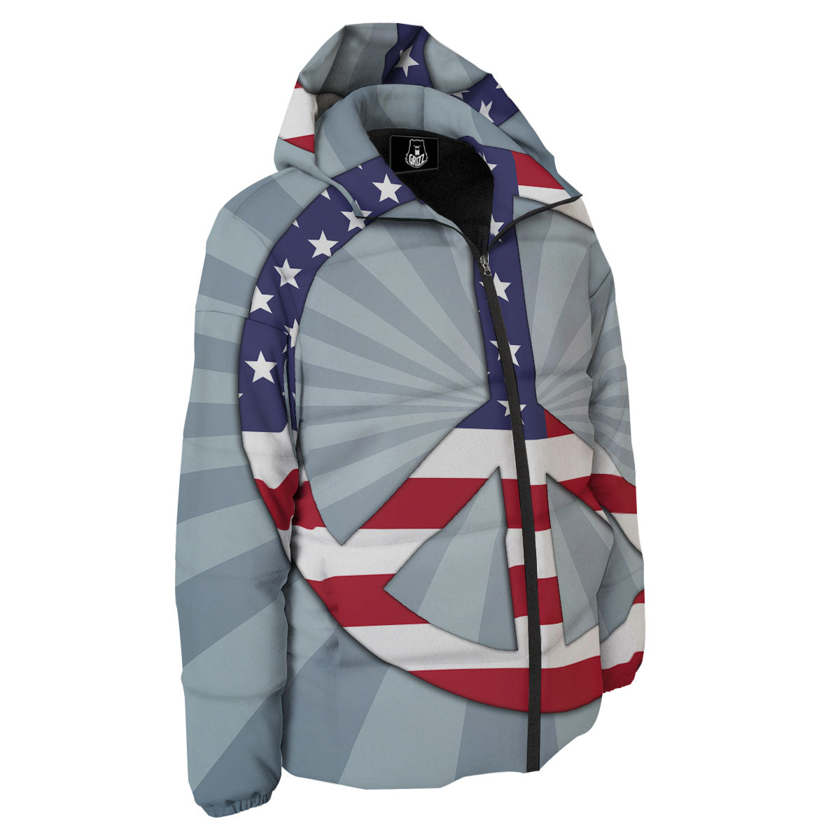 American Peace Flag Print Down Jacket-grizzshop