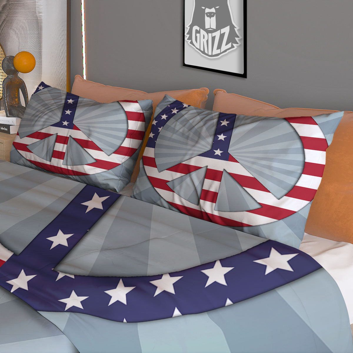 American Peace Flag Print Duvet Cover Bedding Set