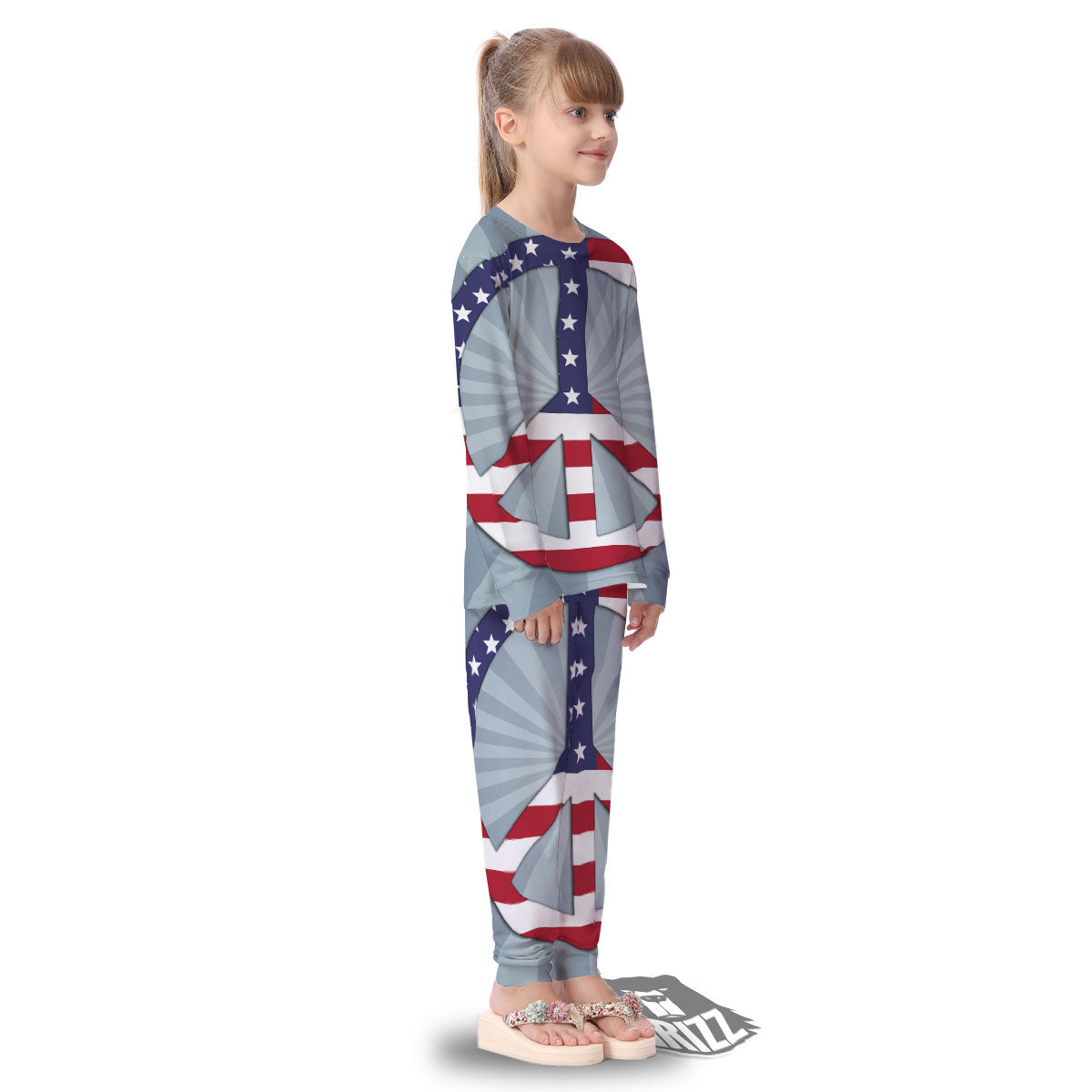 American Peace Flag Print Kid's Pajamas-grizzshop
