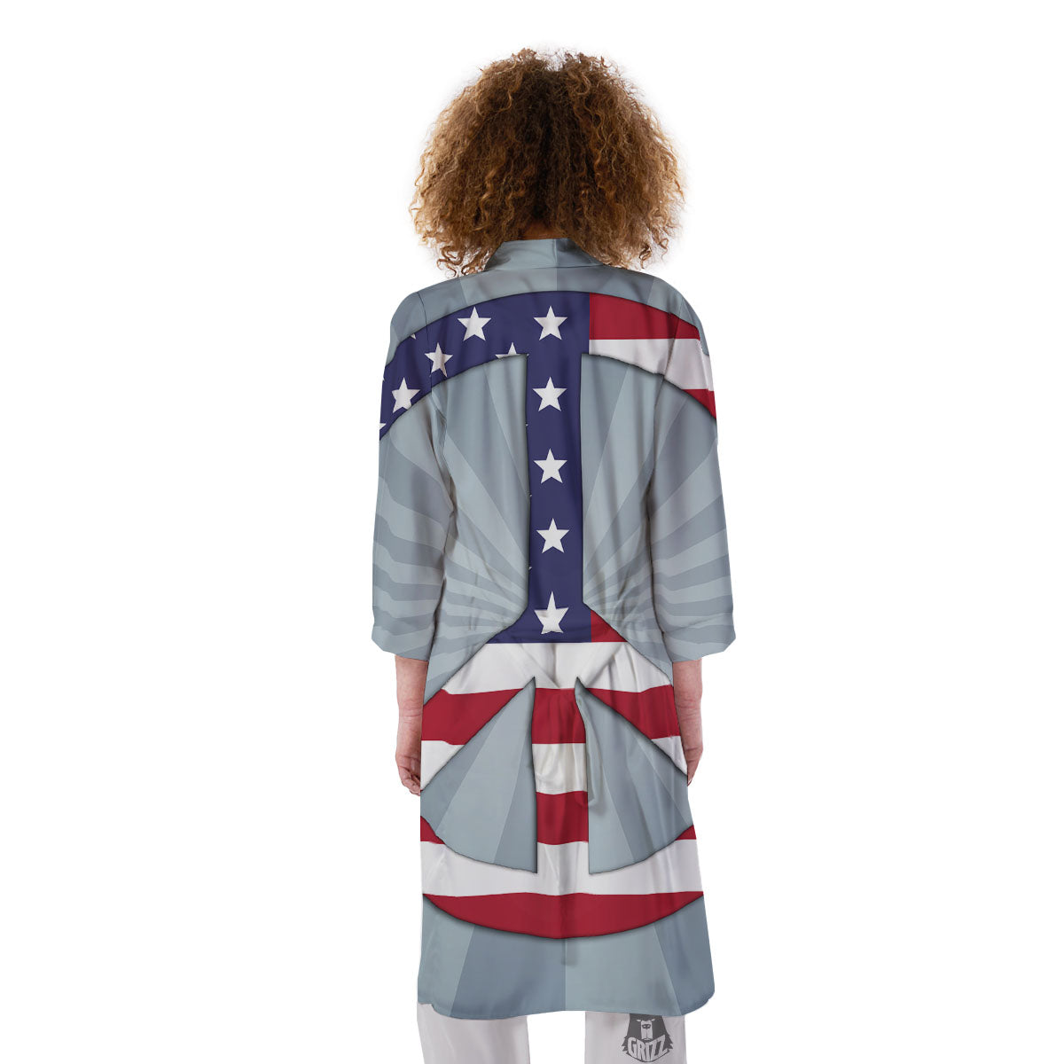 American Peace Flag Print Kimono-grizzshop