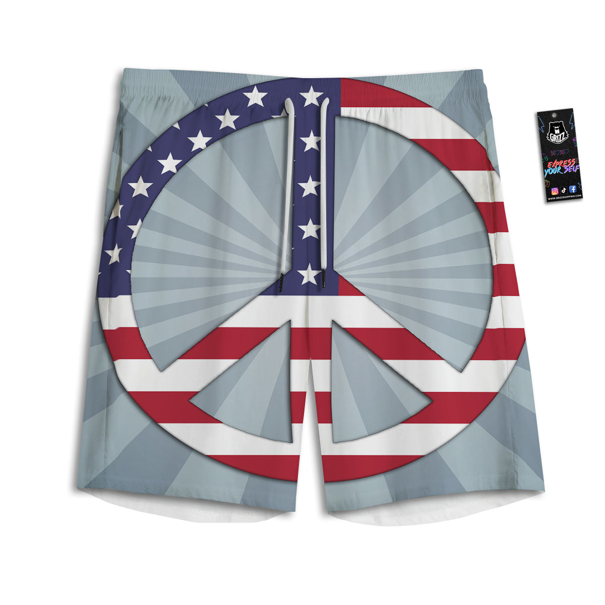 American Peace Flag Print Men's Athletic Shorts