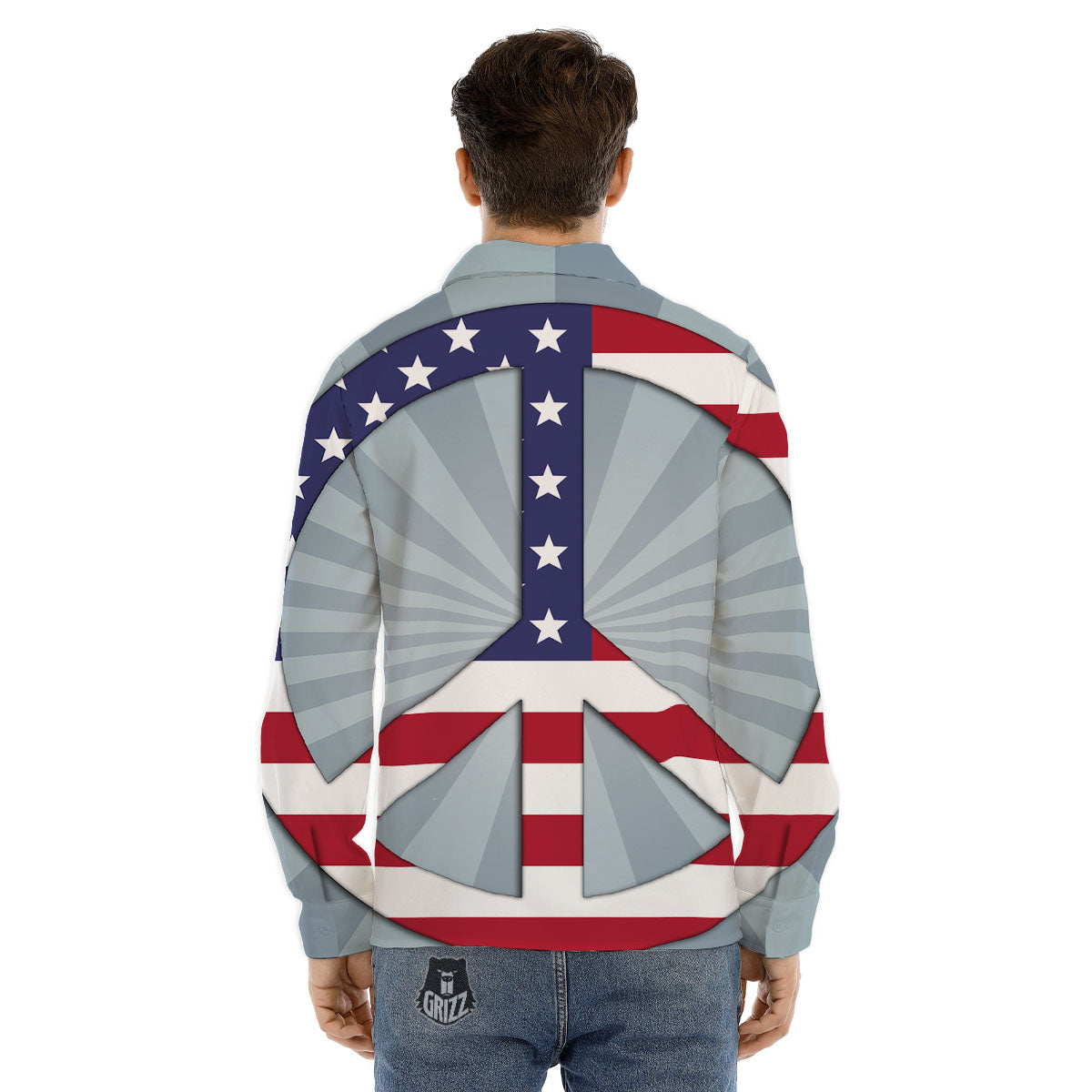 American Peace Flag Print Men's Dress Shirts-grizzshop
