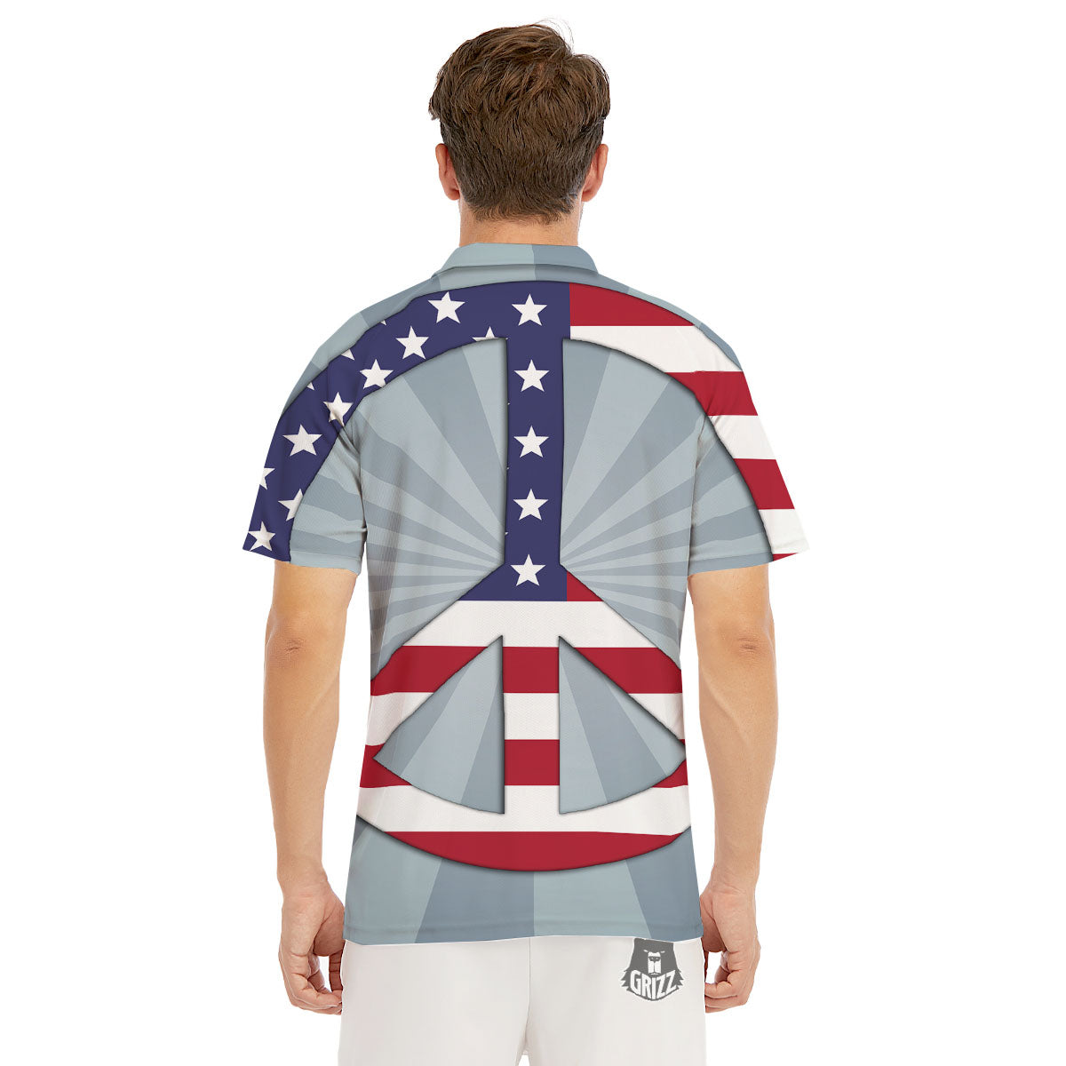 American Peace Flag Print Men's Golf Shirts-grizzshop