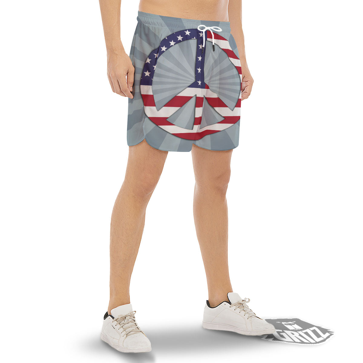 American Peace Flag Print Men's Gym Shorts-grizzshop