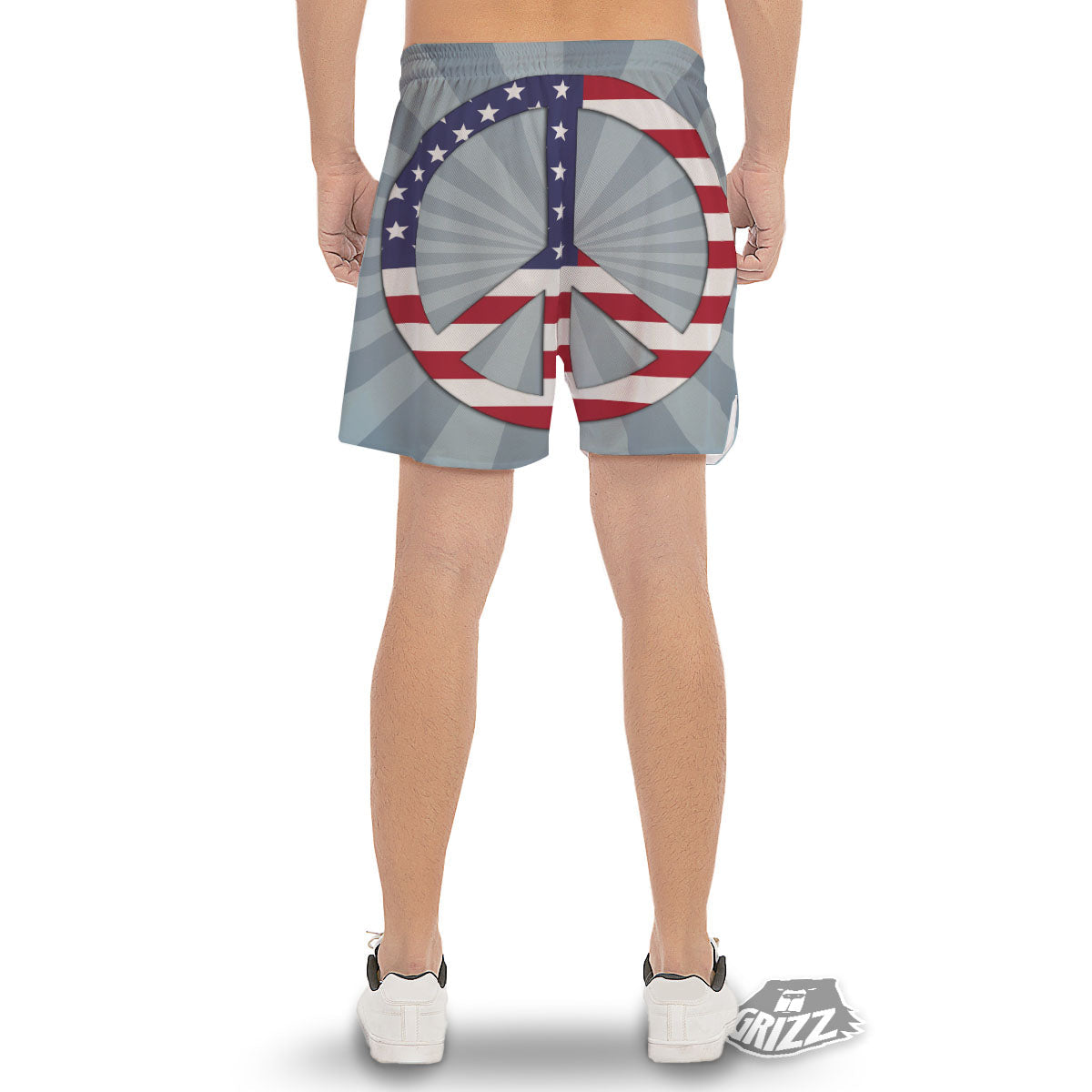 American Peace Flag Print Men's Gym Shorts-grizzshop