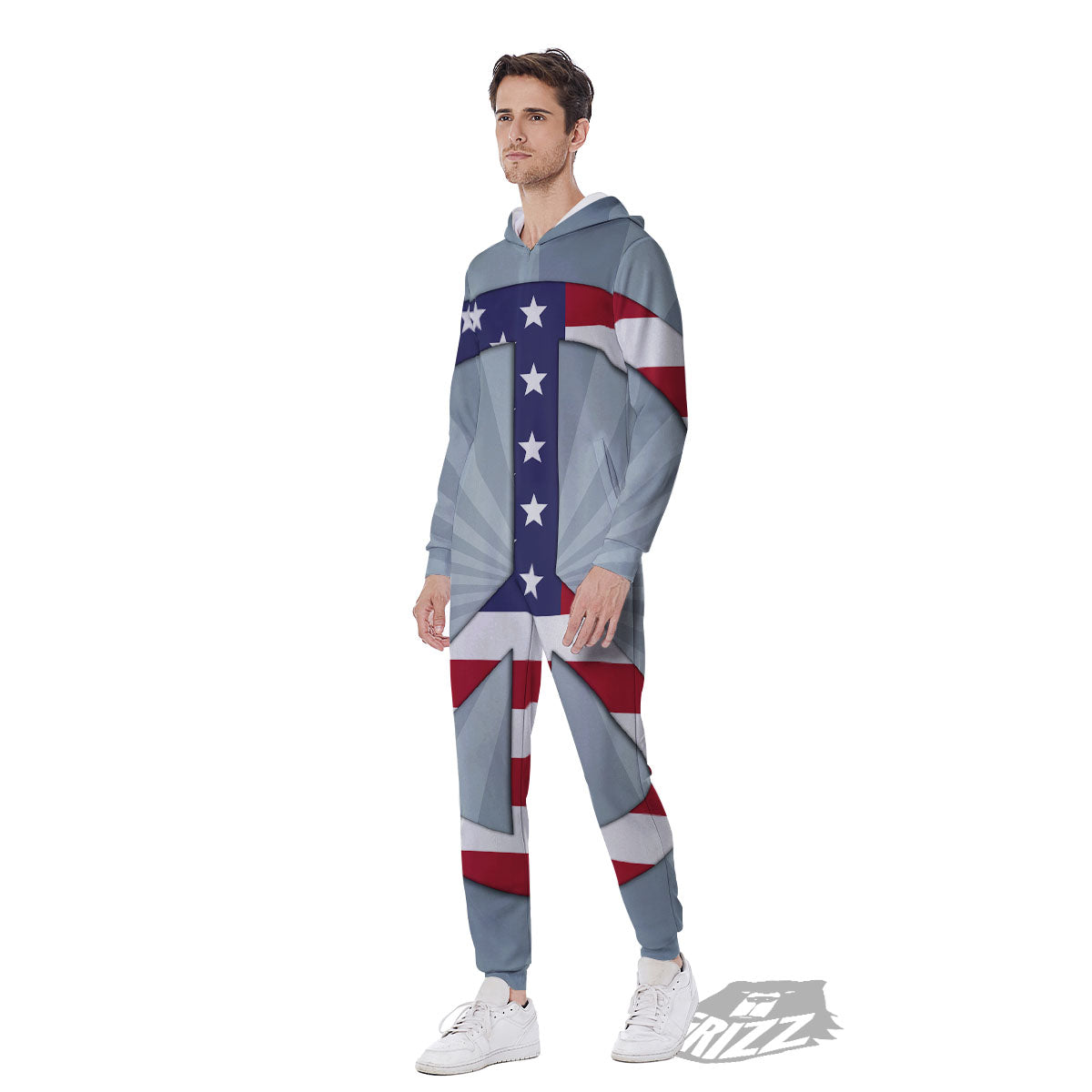 American Peace Flag Print Men's Jumpsuit-grizzshop