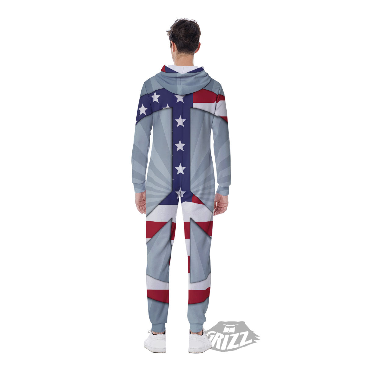 American Peace Flag Print Men's Jumpsuit-grizzshop
