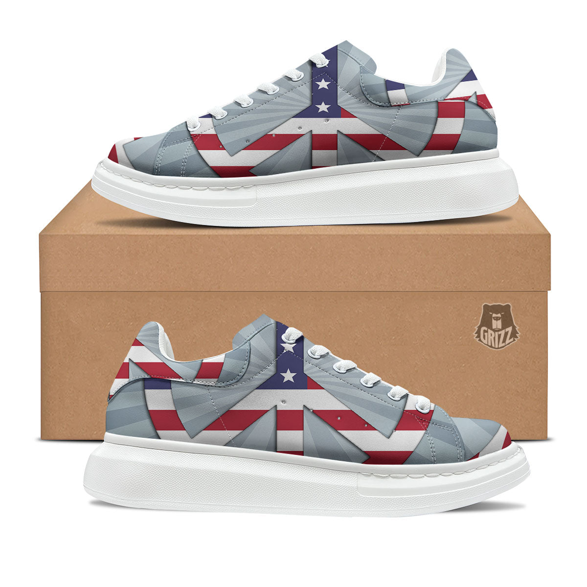American Peace Flag Print Platform Shoes-grizzshop