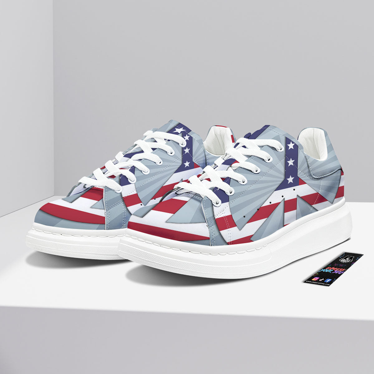 American Peace Flag Print Platform Shoes-grizzshop