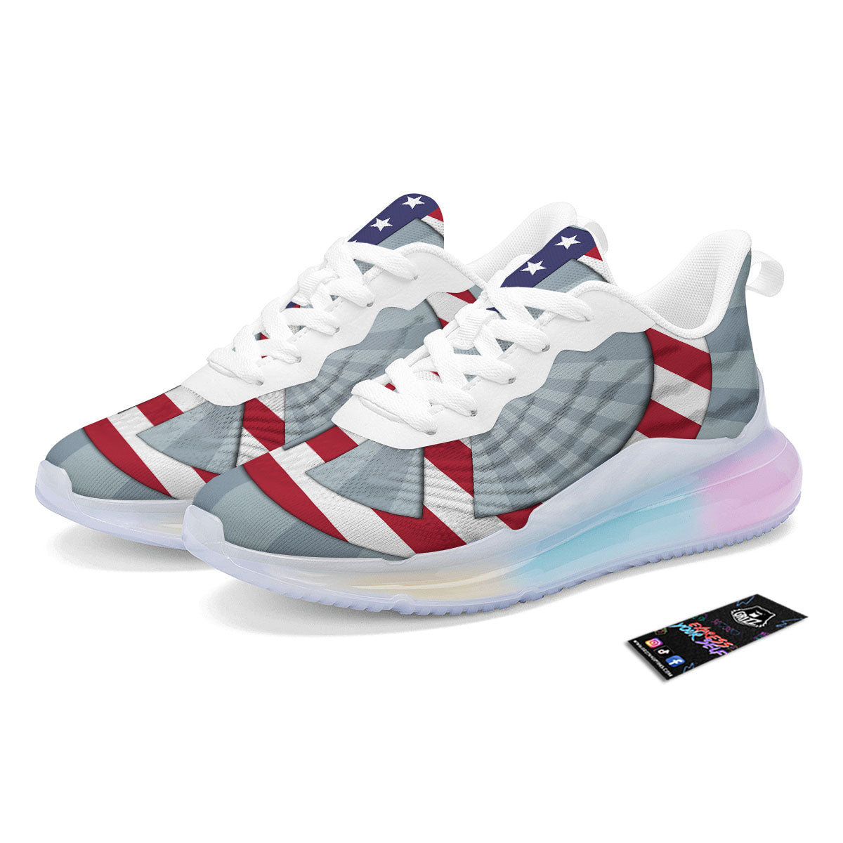 American Peace Flag Print Running Sneakers-grizzshop