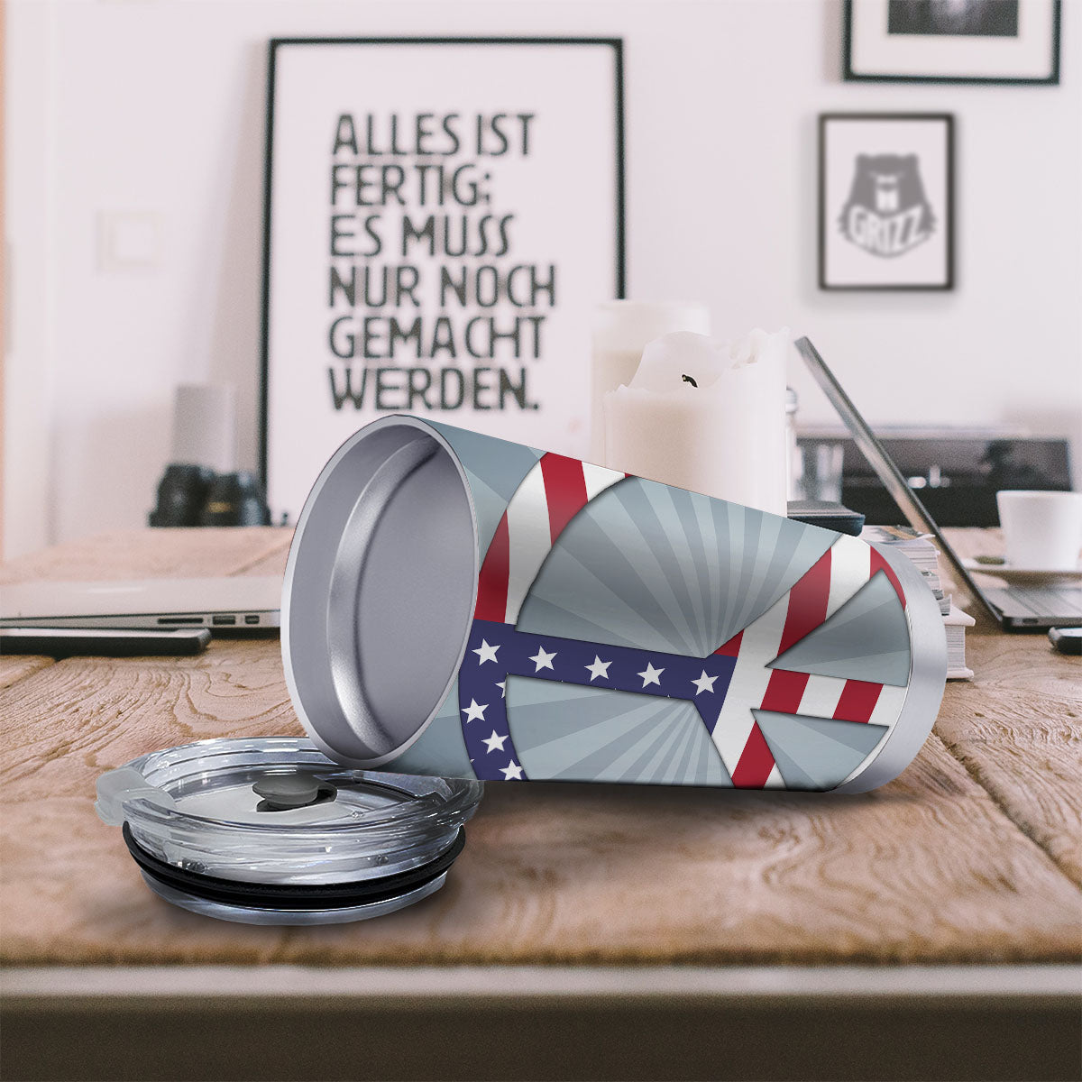 American Peace Flag Print Tumbler-grizzshop