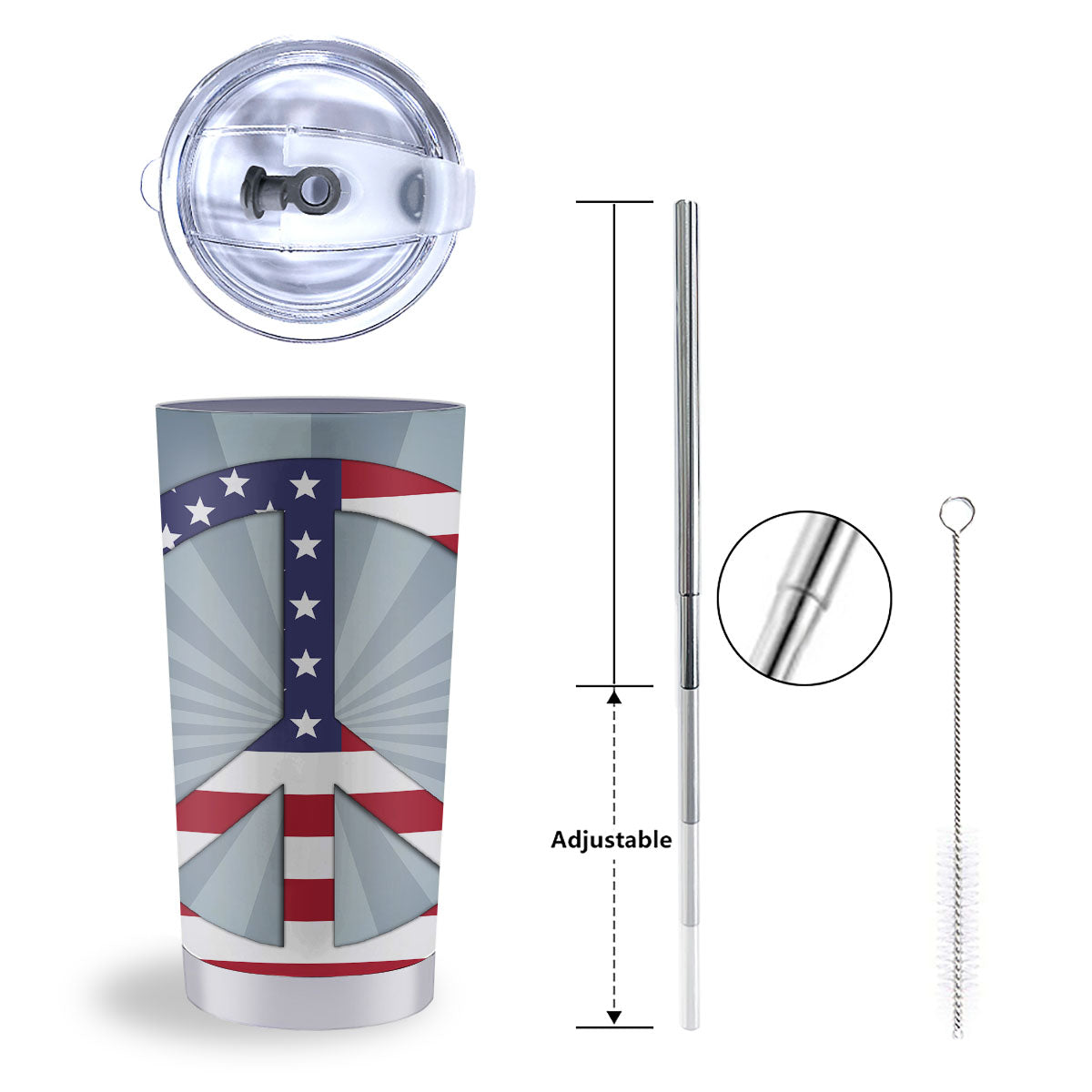 American Peace Flag Print Tumbler-grizzshop