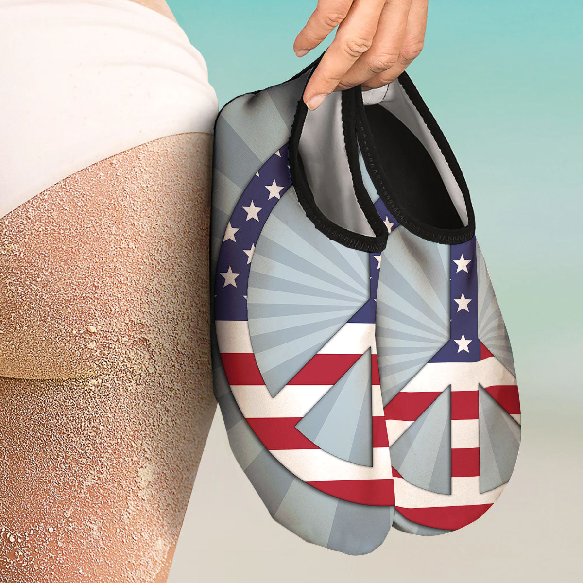 American Peace Flag Print Water Shoes-grizzshop