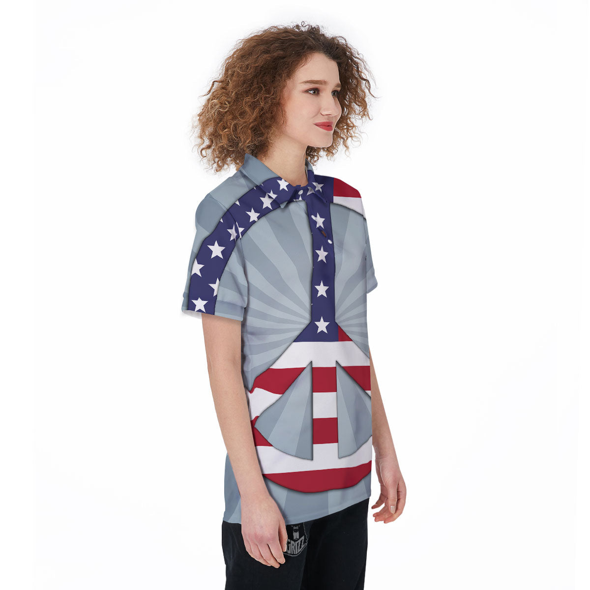 American Peace Flag Print Women's Golf Shirts-grizzshop