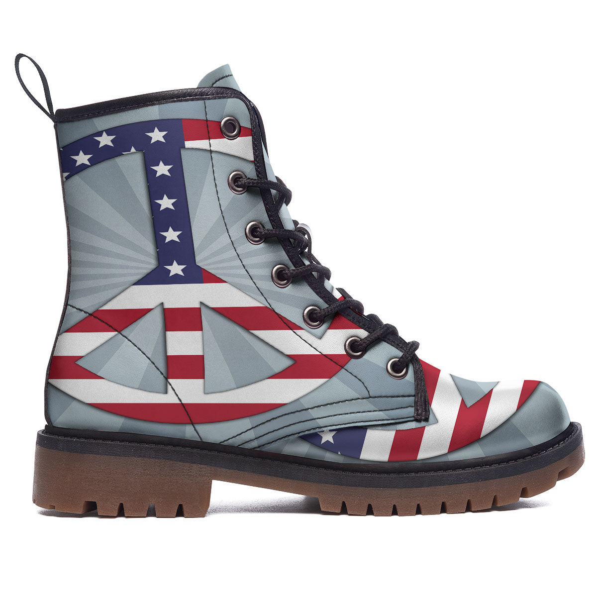 American Peace Flag Print Work Boots-grizzshop