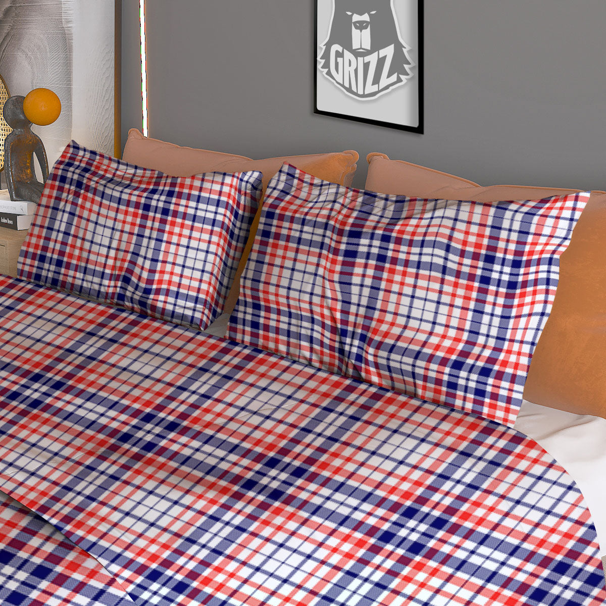 American Plaid Fourth of July Print Duvet Cover Bedding Set
