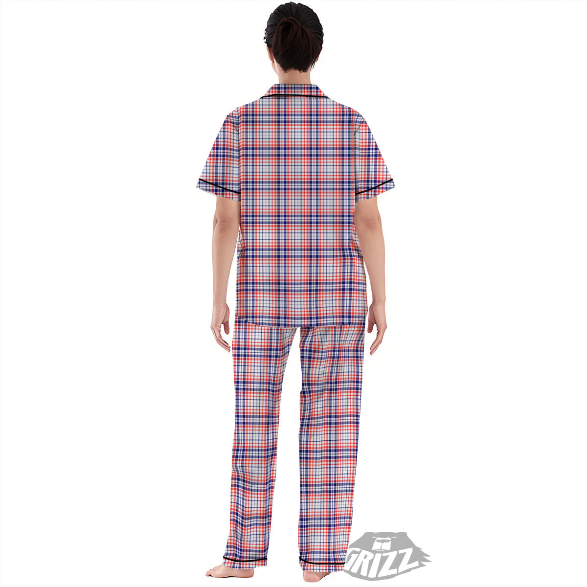 American Plaid Fourth of July Print Women's Pajamas Set-grizzshop