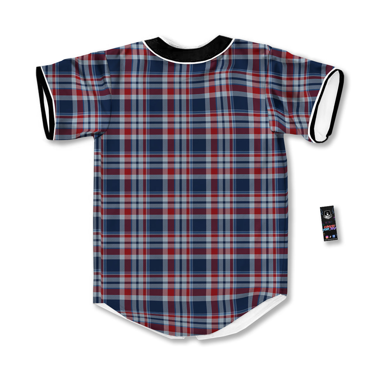 American Plaid Print Pattern Baseball Jersey-grizzshop