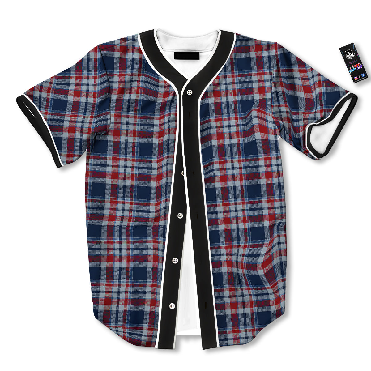 American Plaid Print Pattern Baseball Jersey-grizzshop