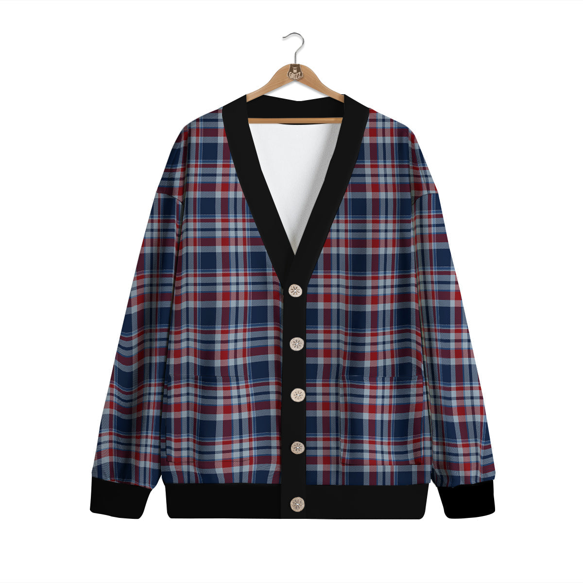 American Plaid Print Pattern Cardigan-grizzshop