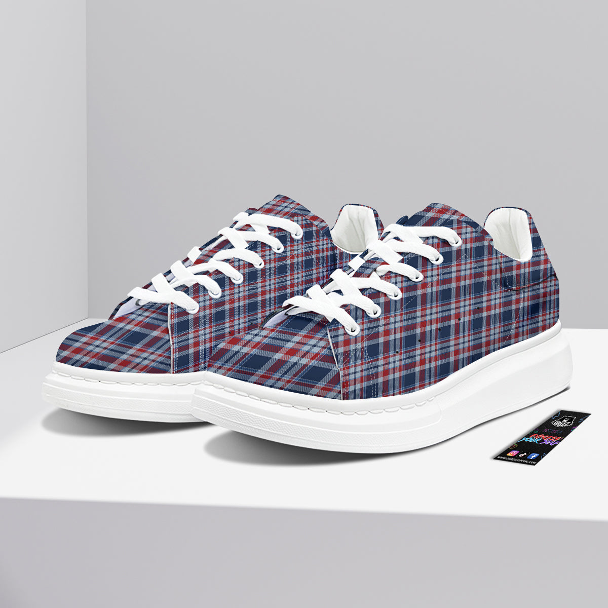American Plaid Print Pattern Platform Shoes-grizzshop