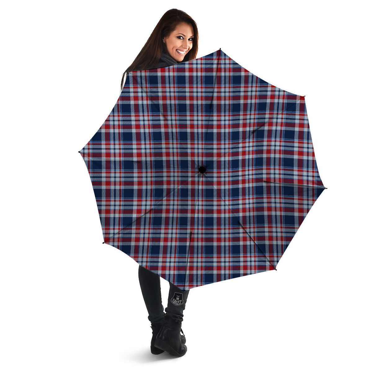 American Plaid Print Pattern Umbrella-grizzshop