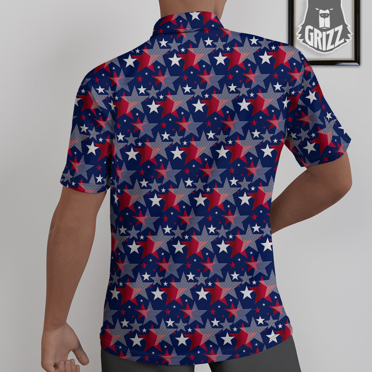American Star 4th of July Print Pattern Untucked Shirts-grizzshop