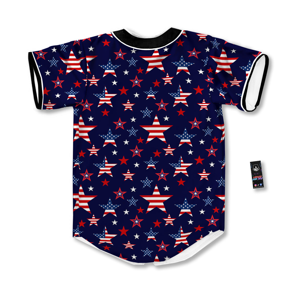 American Star Print Pattern Baseball Jersey-grizzshop