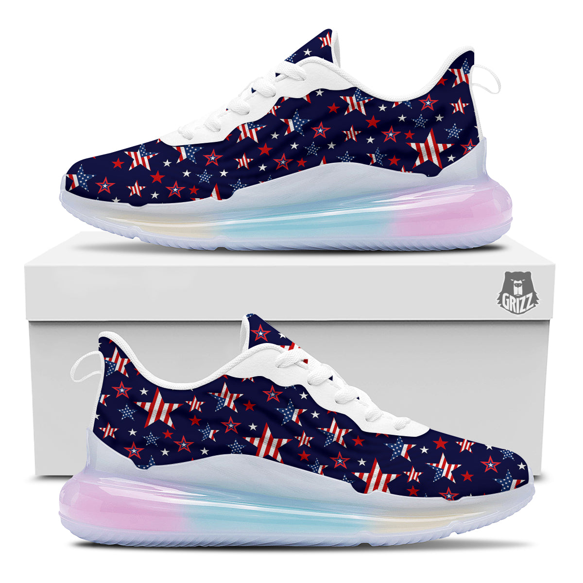 American Star Print Pattern Running Sneakers-grizzshop