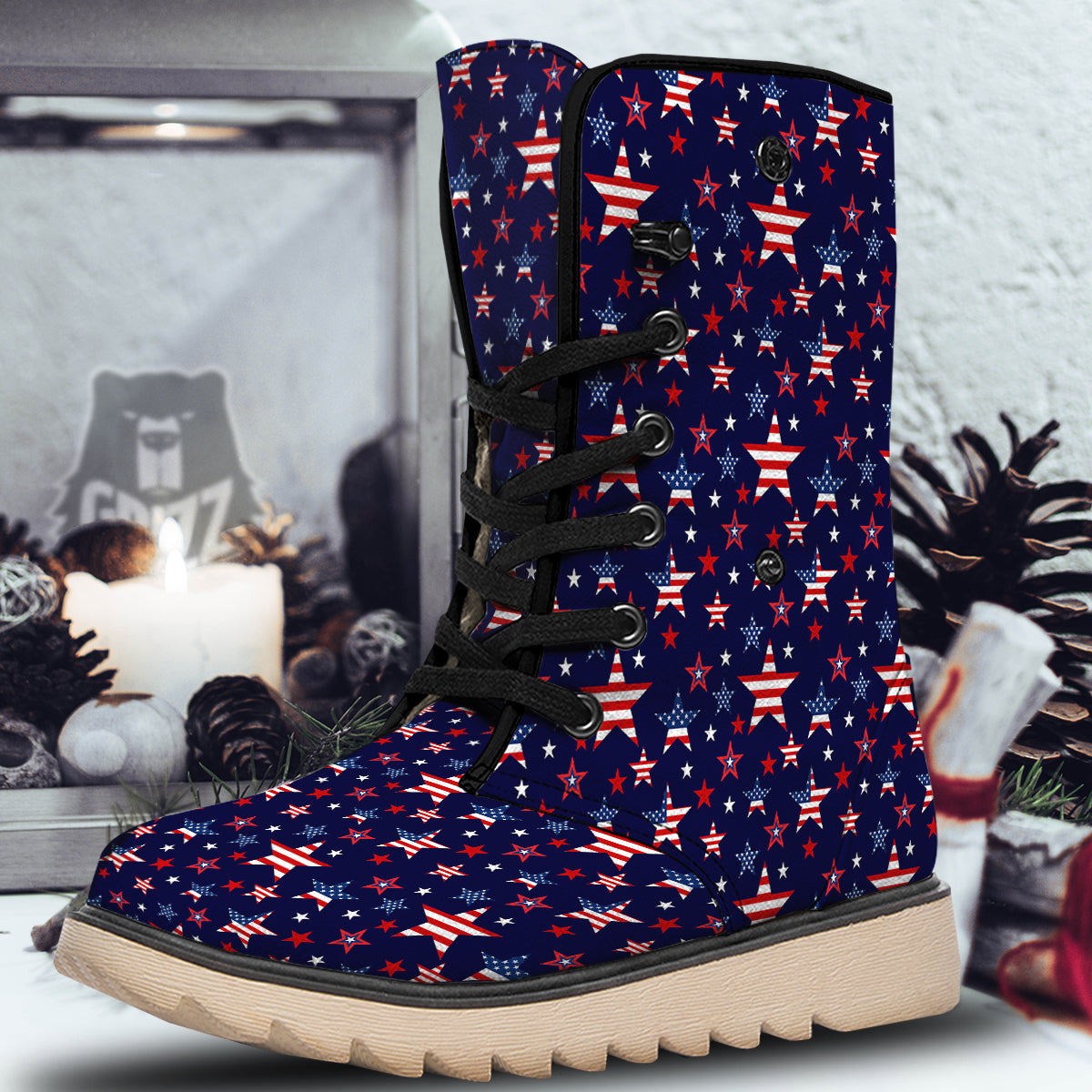 American Star Print Pattern Snow Boots-grizzshop