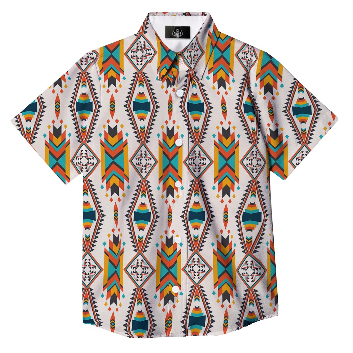 American Tribal Native Print Pattern Button Up Shirt-grizzshop